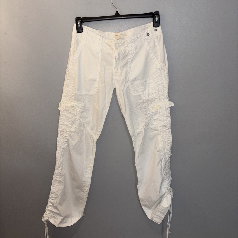 Y2K Abercrombie & Fitch Pants White Cargo Utility Pants/Capris Adjustable Hem XS